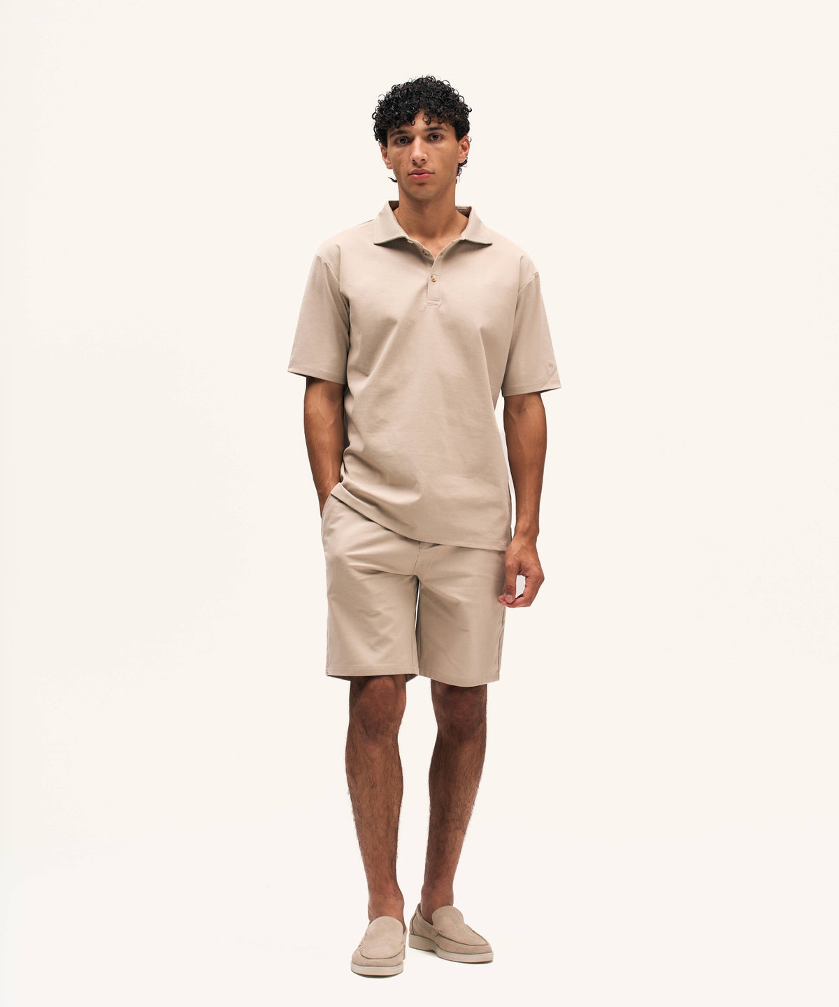 Riviera Buttoned Polo | Beige