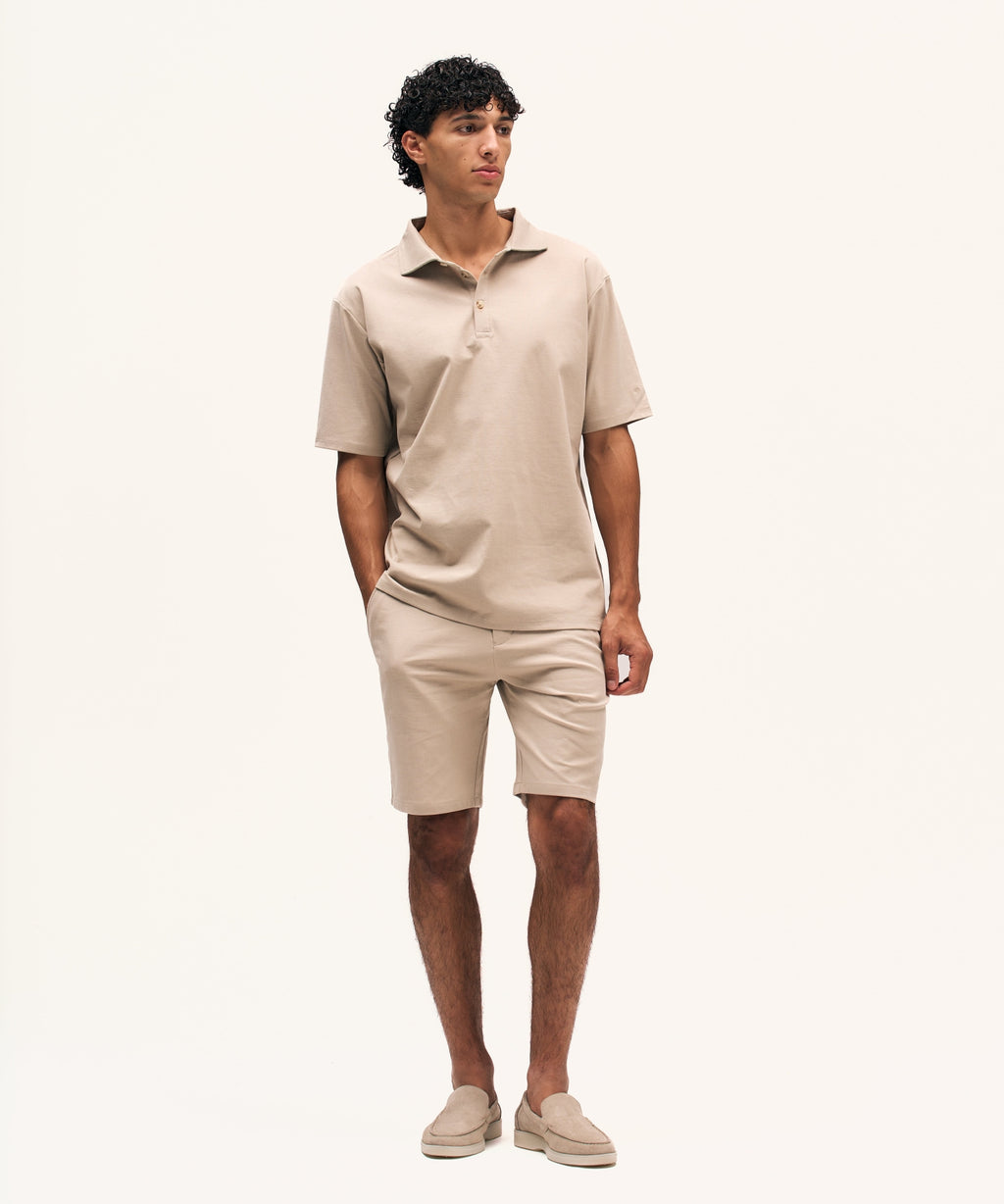 Riviera Buttoned Polo | Beige