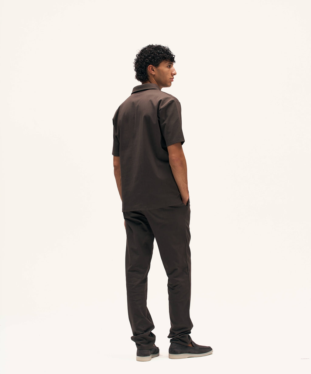 Riviera Buttoned Polo | Brown