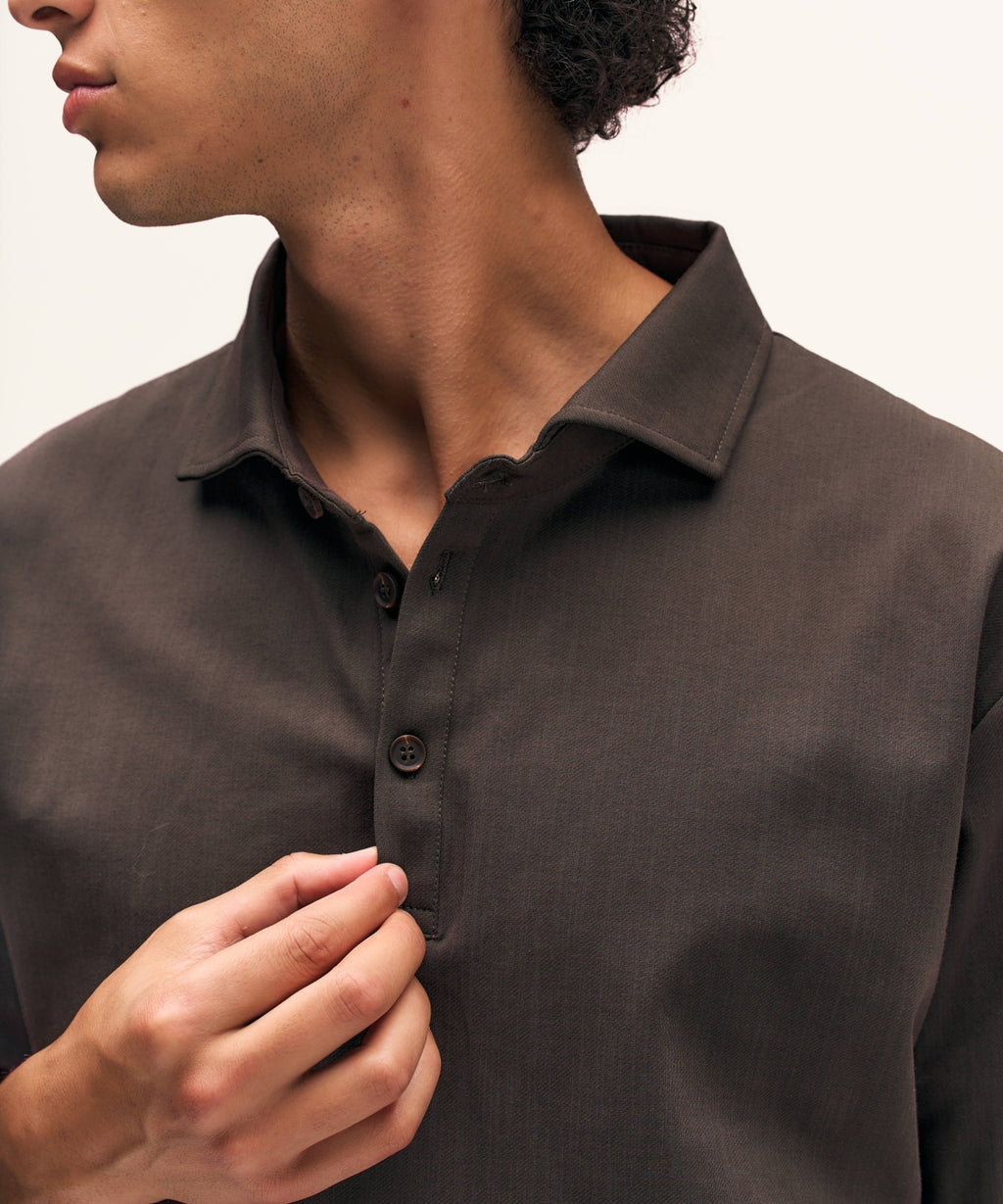 Riviera Buttoned Polo | Brown