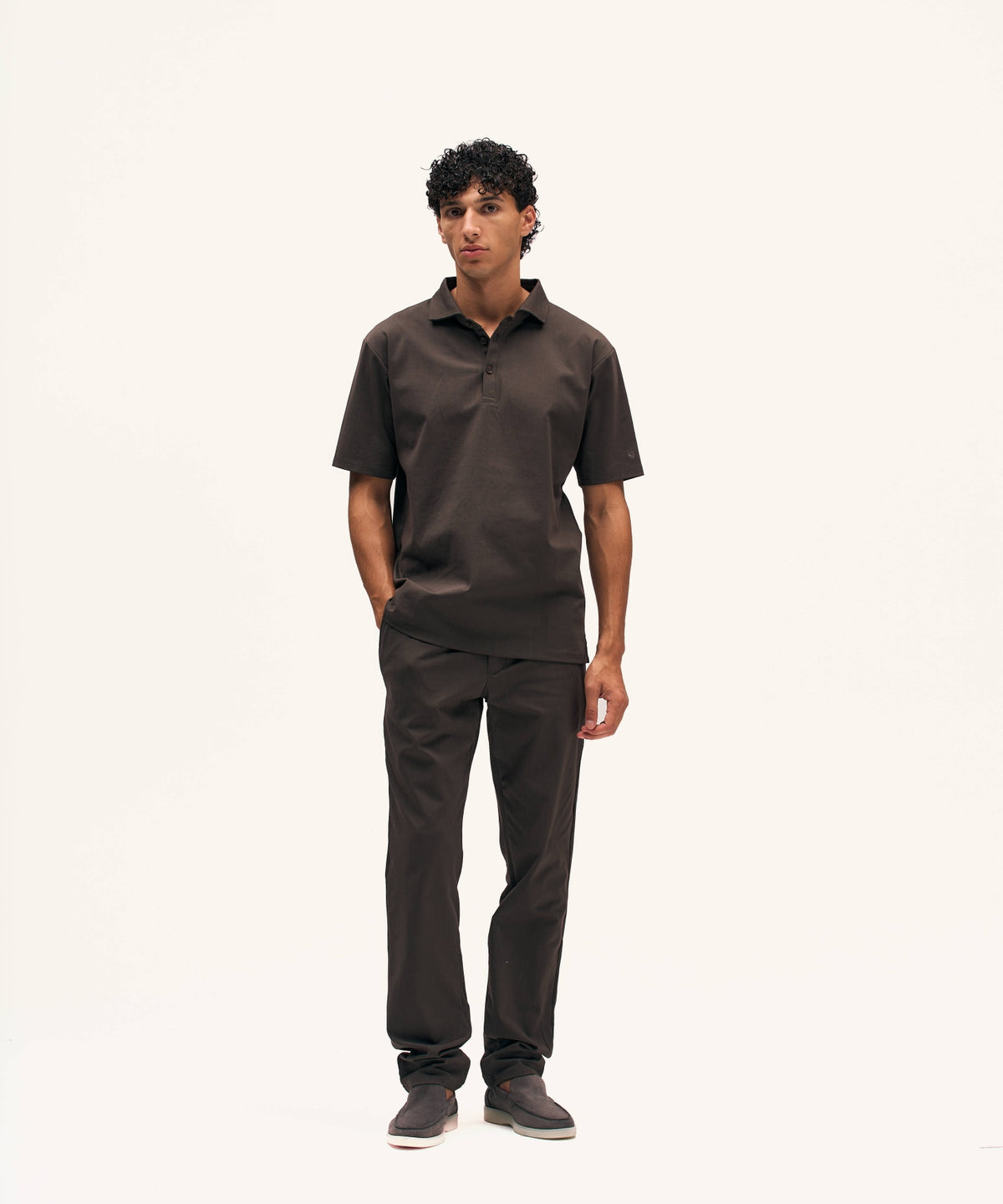 Riviera Buttoned Polo | Brown