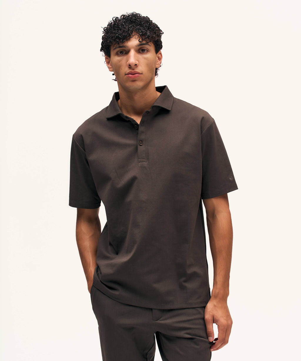 Riviera Buttoned Polo | Brown