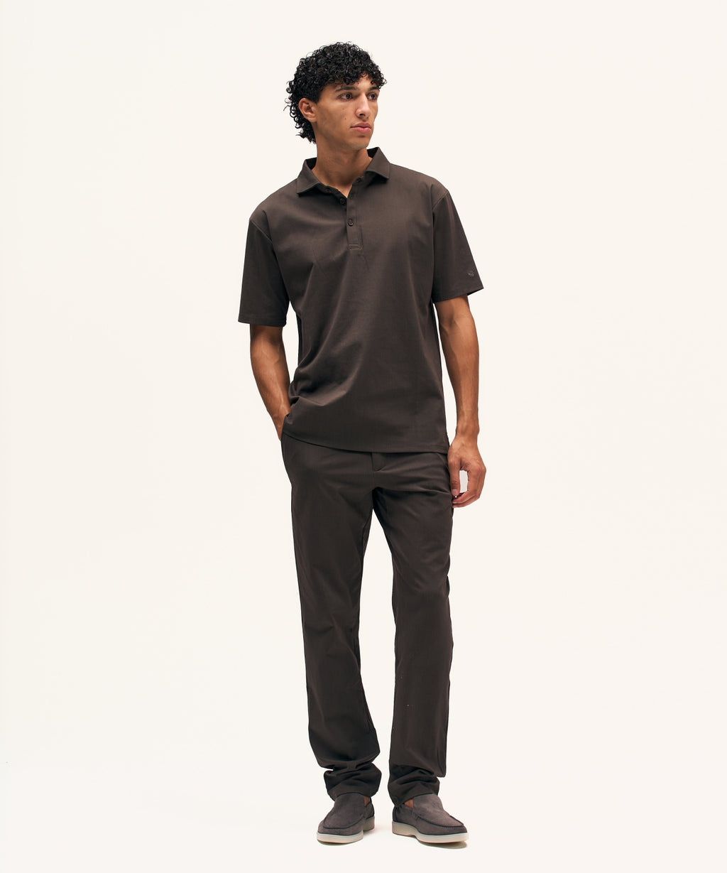 Riviera Buttoned Polo | Brown