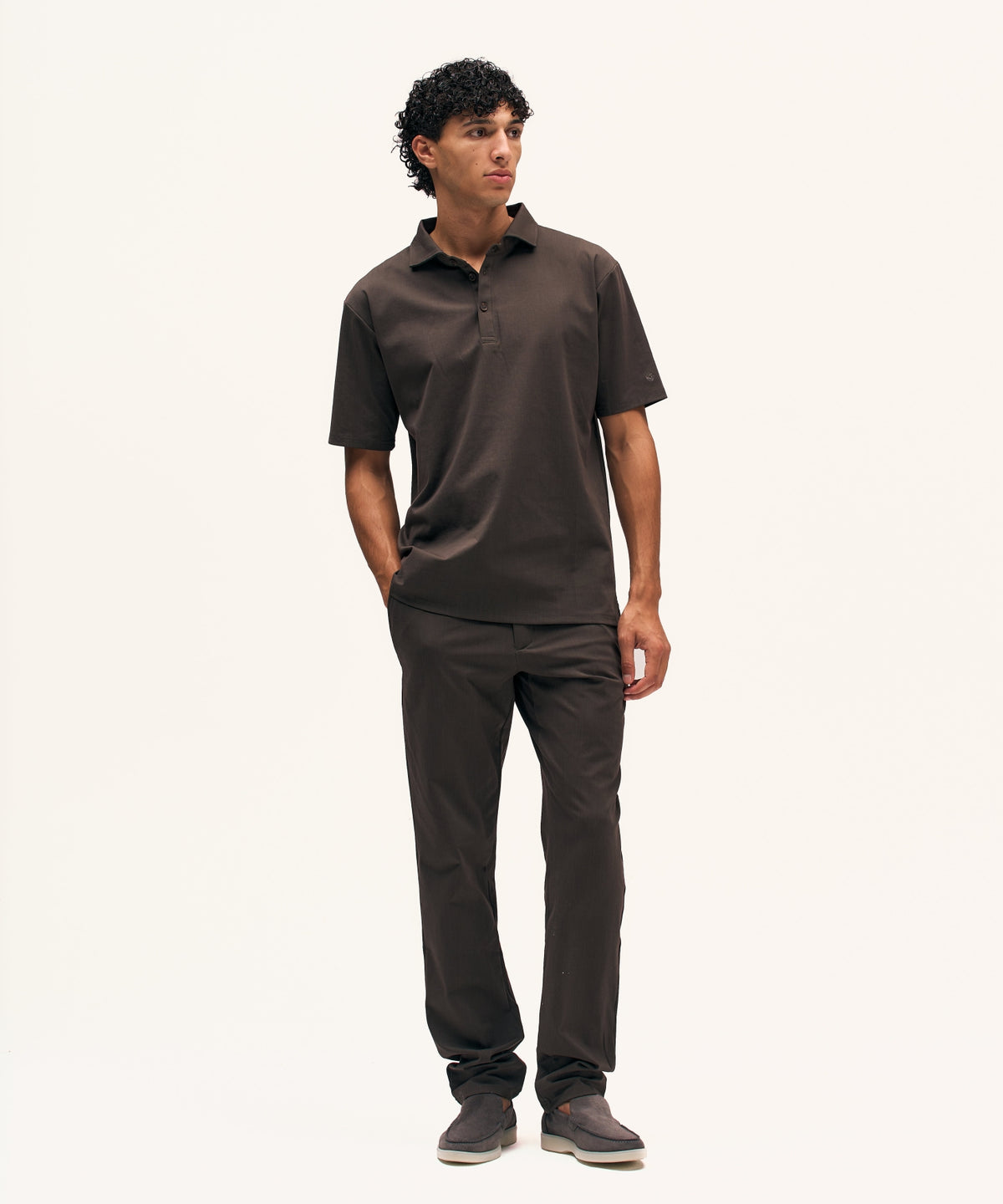 Riviera Buttoned Polo | Brown