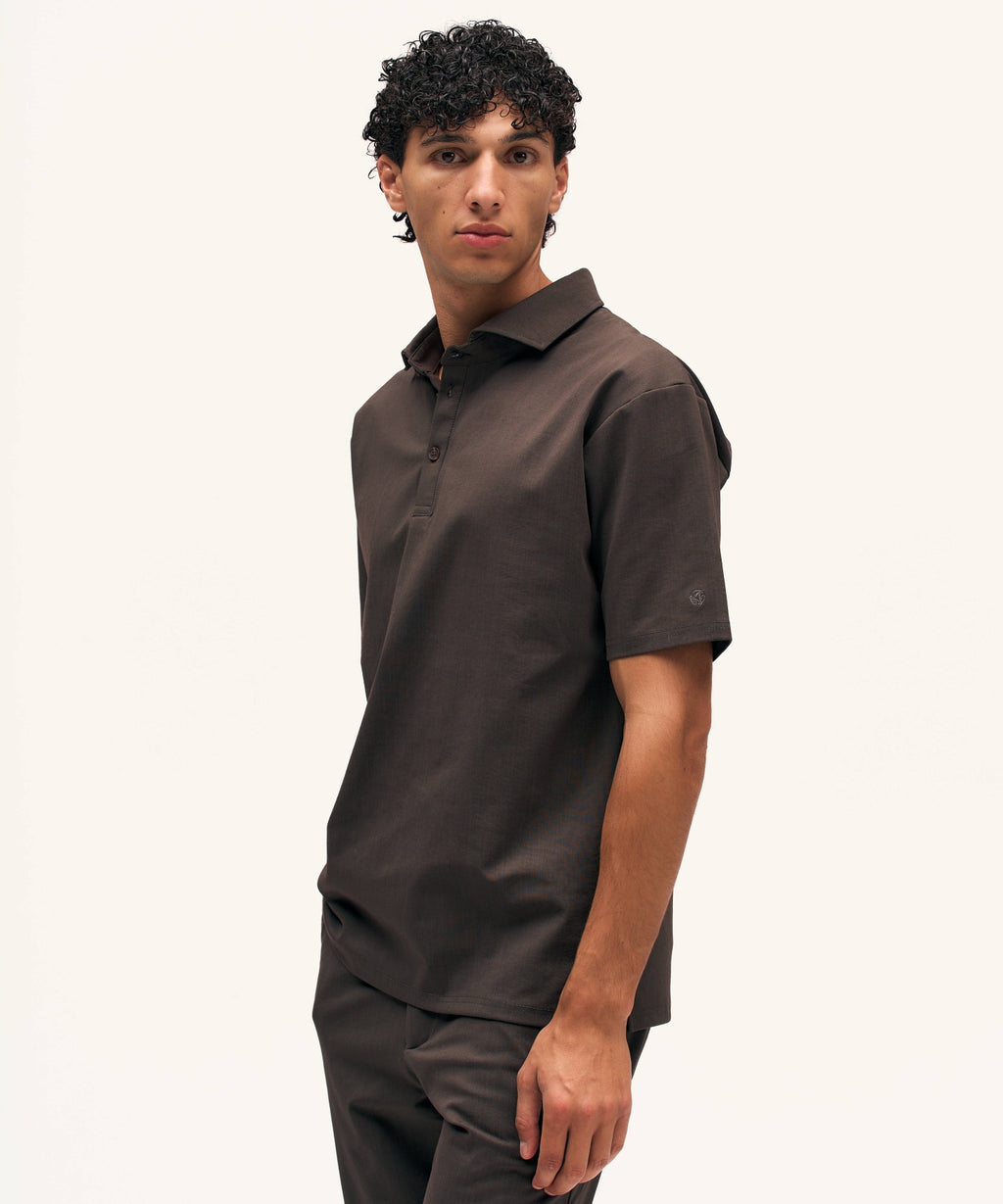 Riviera Buttoned Polo | Brown