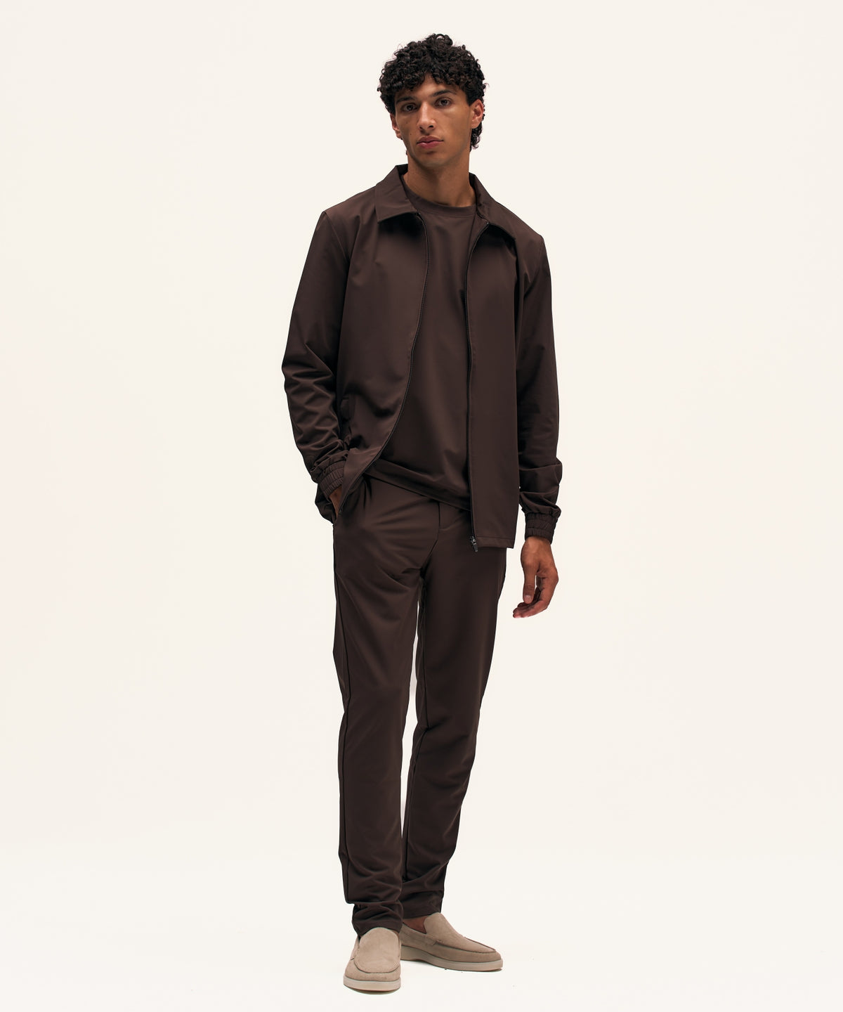 Tracksuit Jacket with Collar | Brown