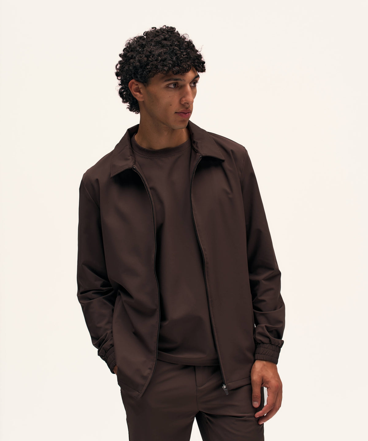 Tracksuit Jacket with Collar | Brown