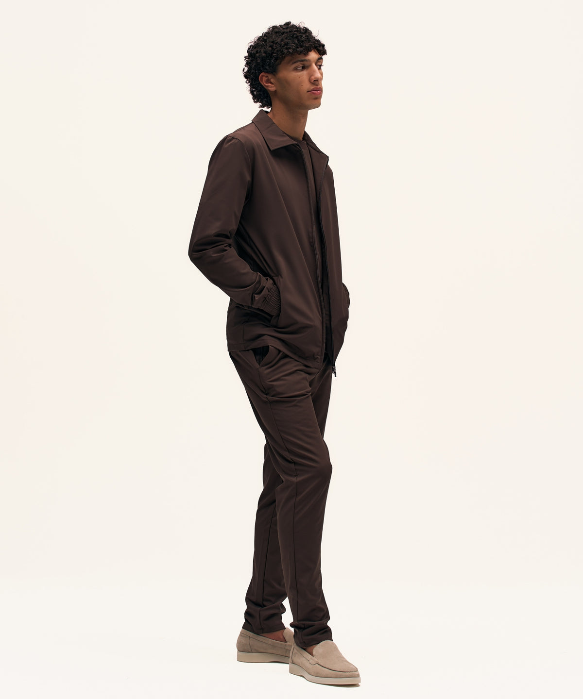 Tracksuit Jacket with Collar | Brown