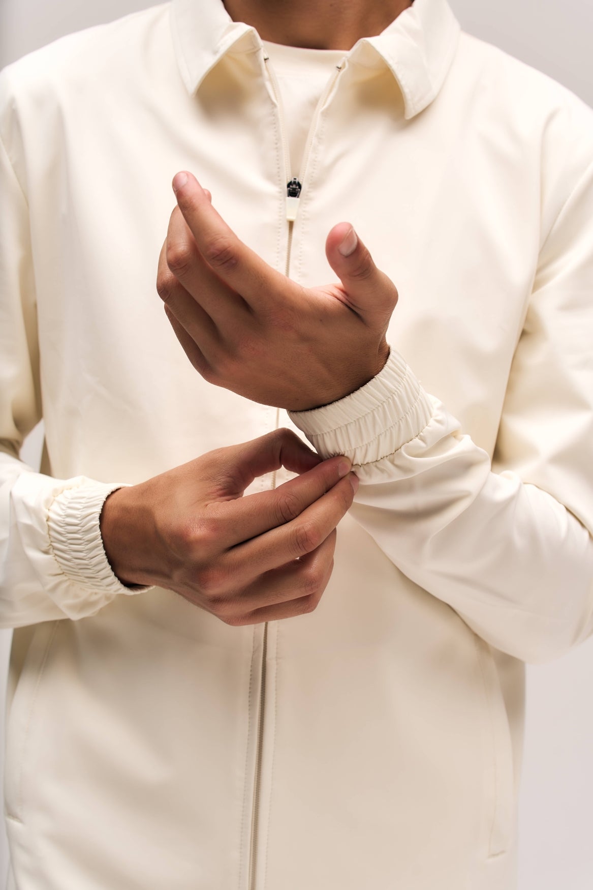 Tracksuit Jacket with Collar | Creme