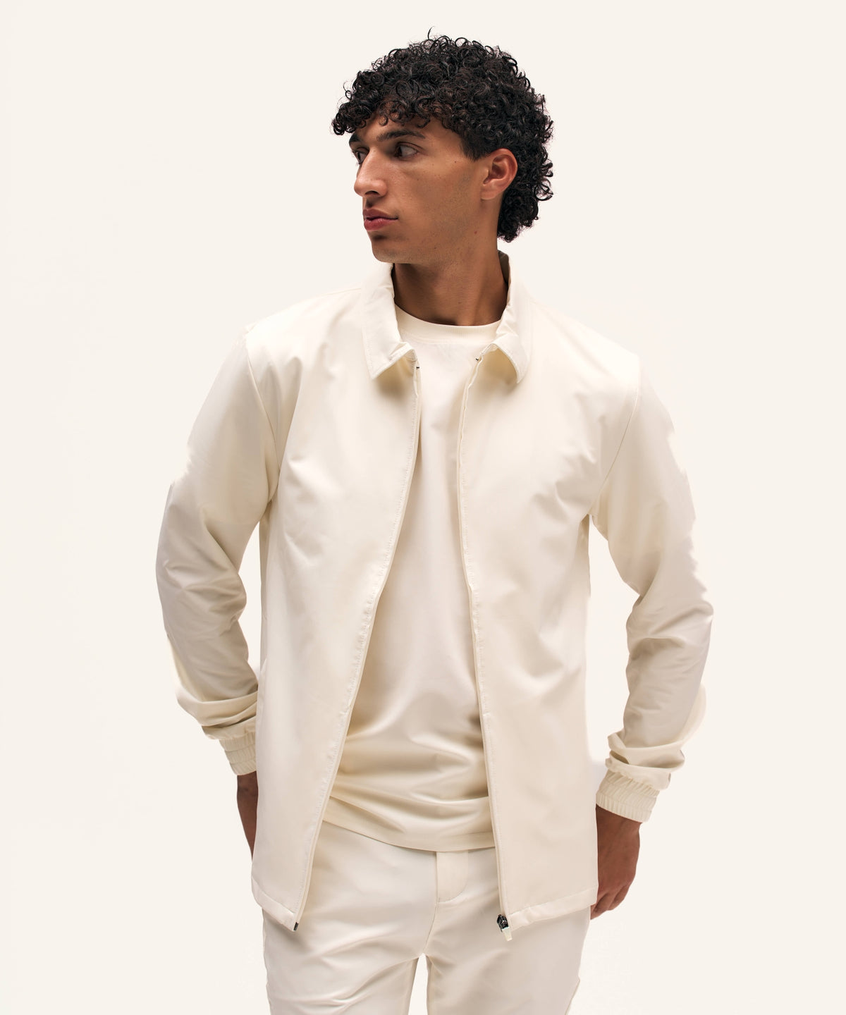 Tracksuit Jacket with Collar | Creme