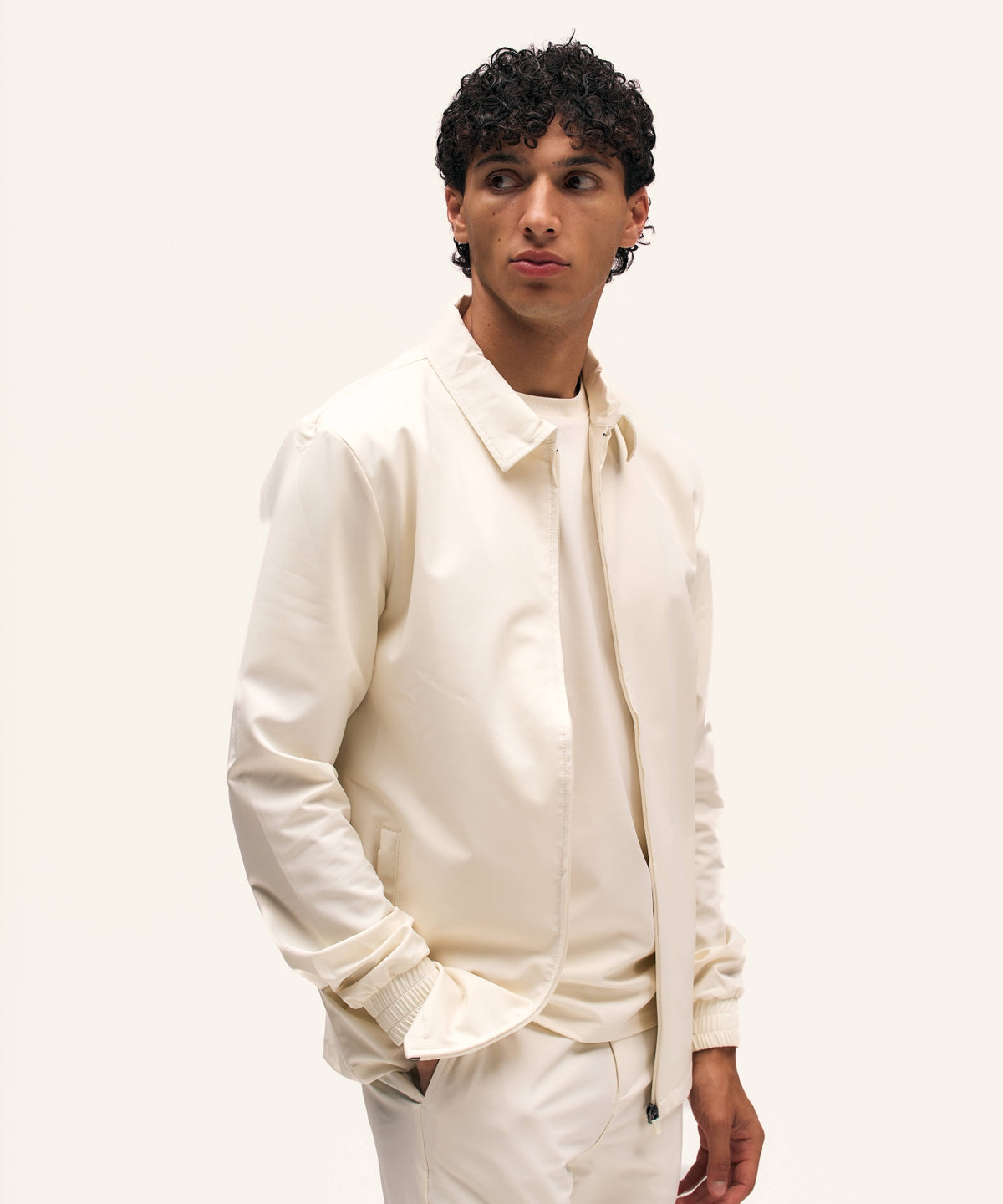 Tracksuit Jacket with Collar | Creme
