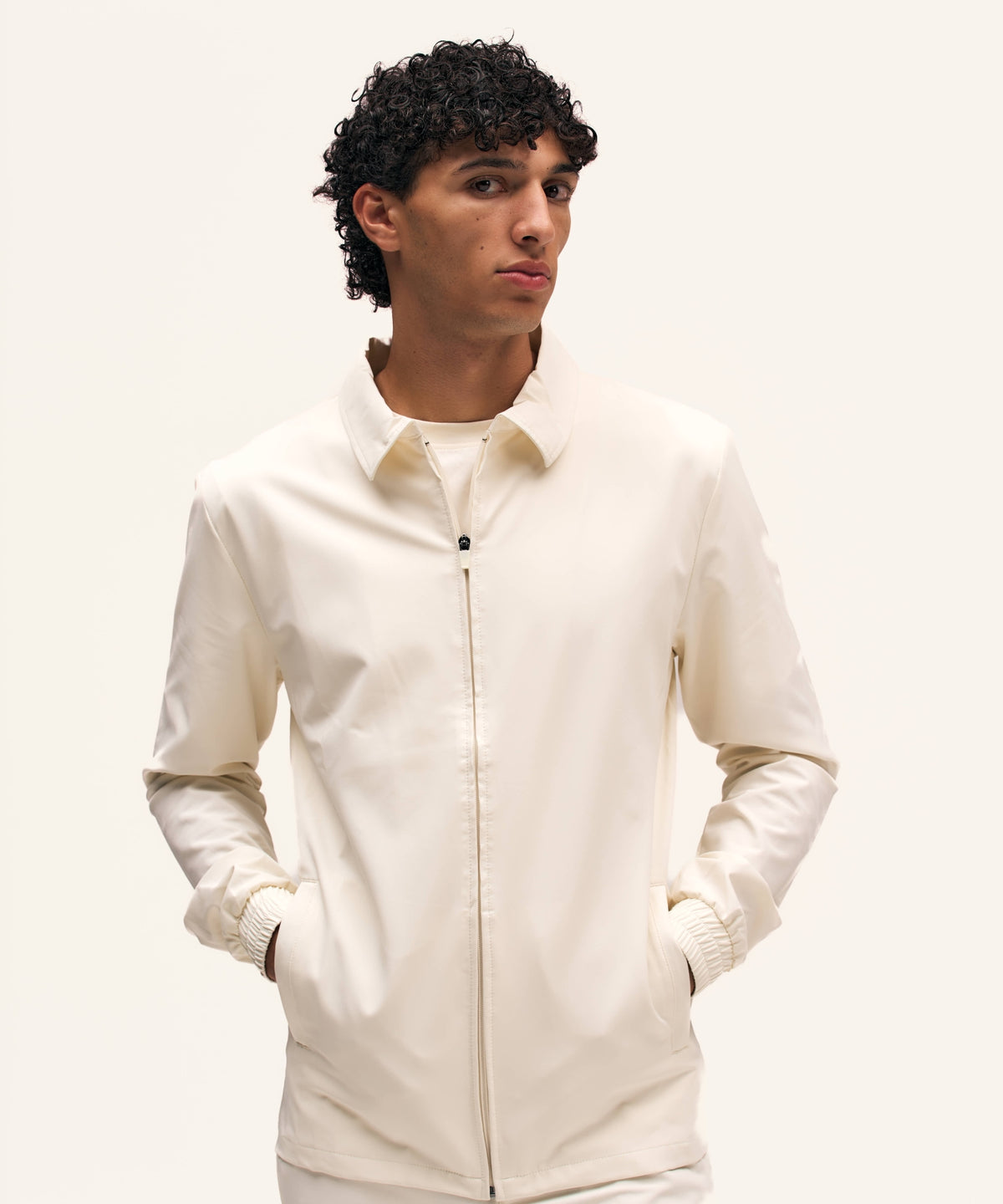 Tracksuit Jacket with Collar | Creme