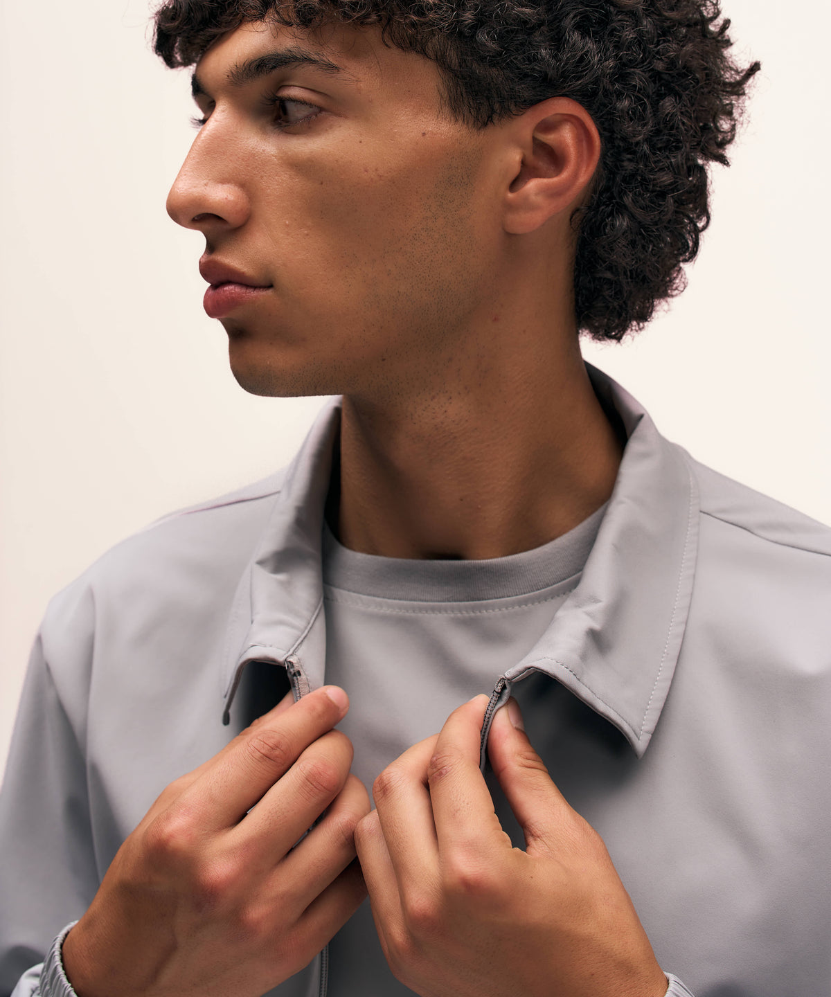 Tracksuit Jacket with Collar | Light Grey