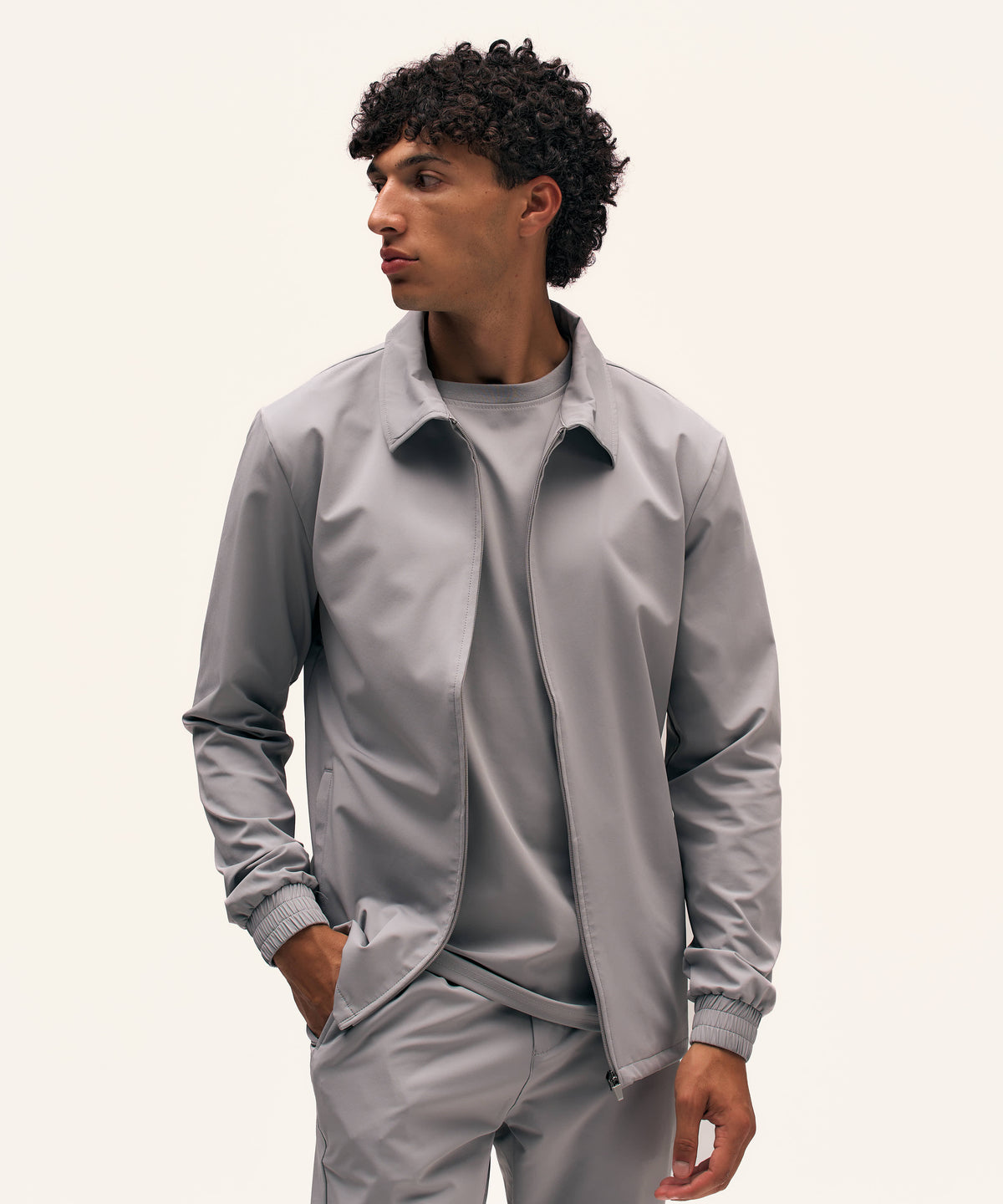 Tracksuit Jacket with Collar | Light Grey