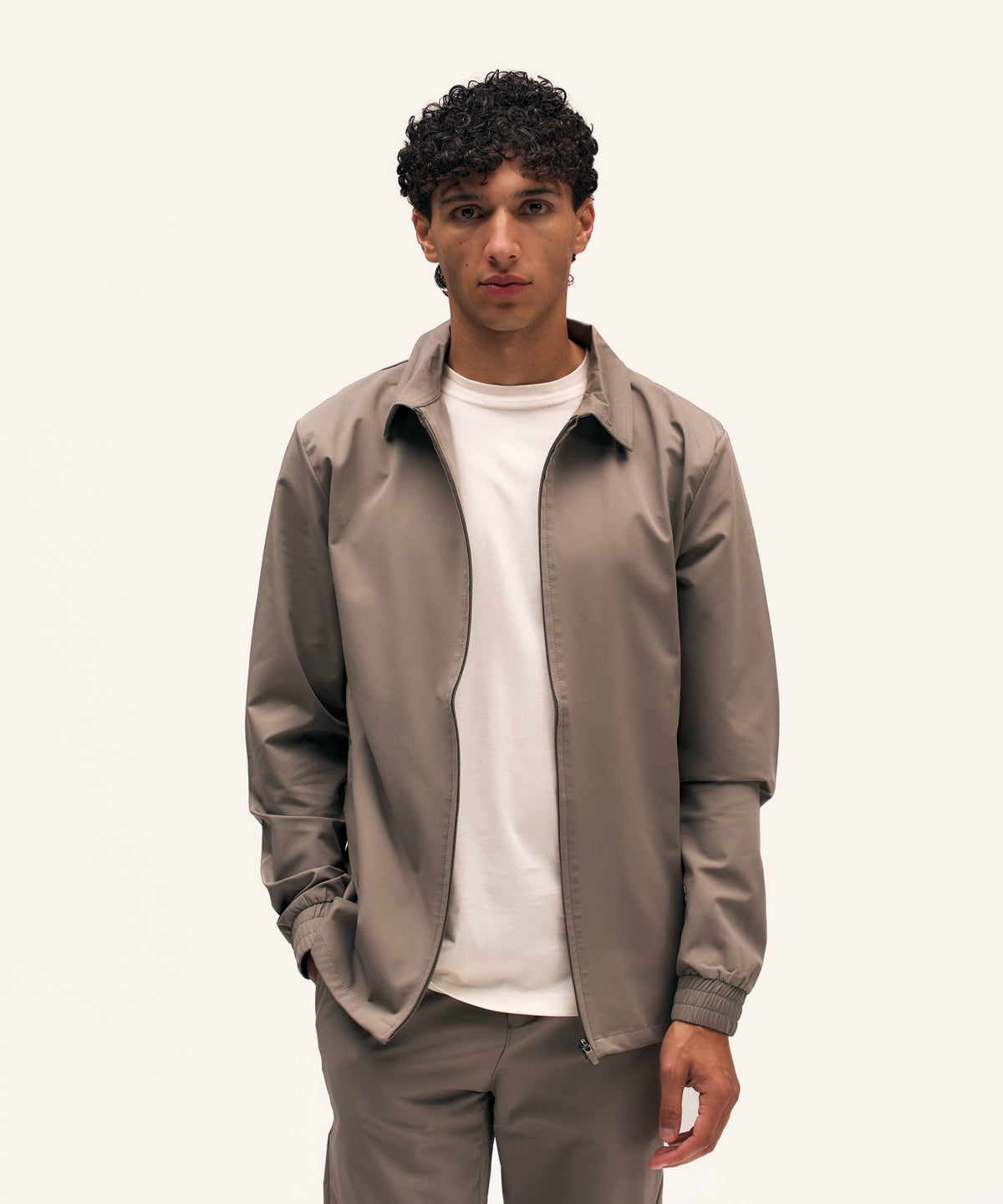 Tracksuit Jacket with Collar | Taupe