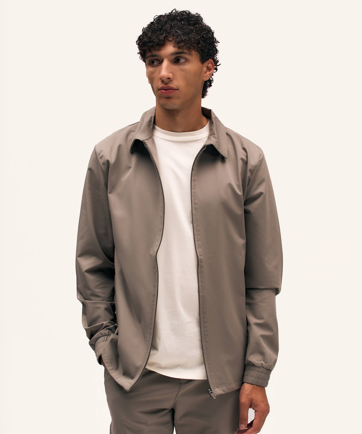 Tracksuit Jacket with Collar | Taupe