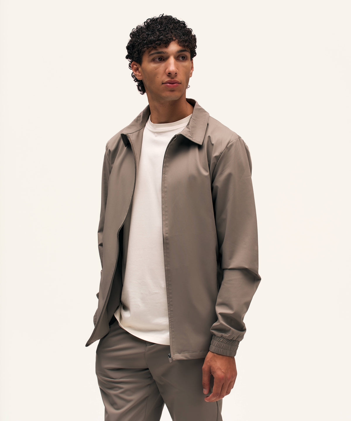 Tracksuit Jacket with Collar | Taupe