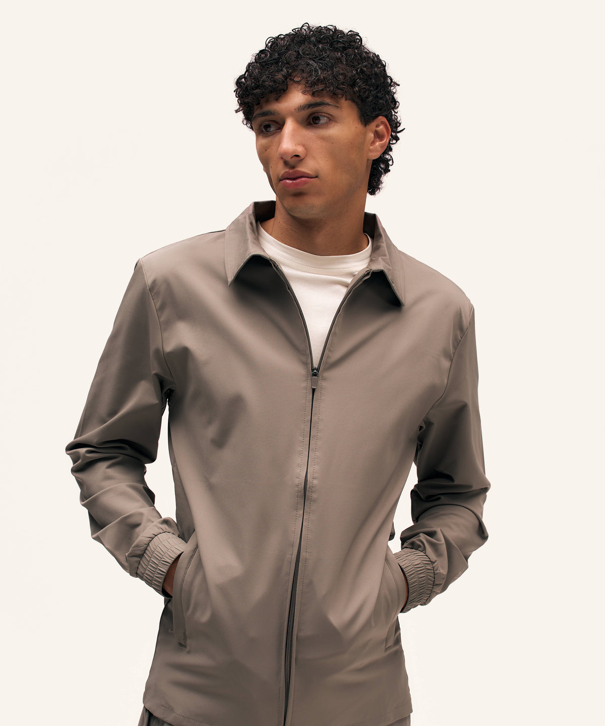Tracksuit Jacket with Collar | Taupe