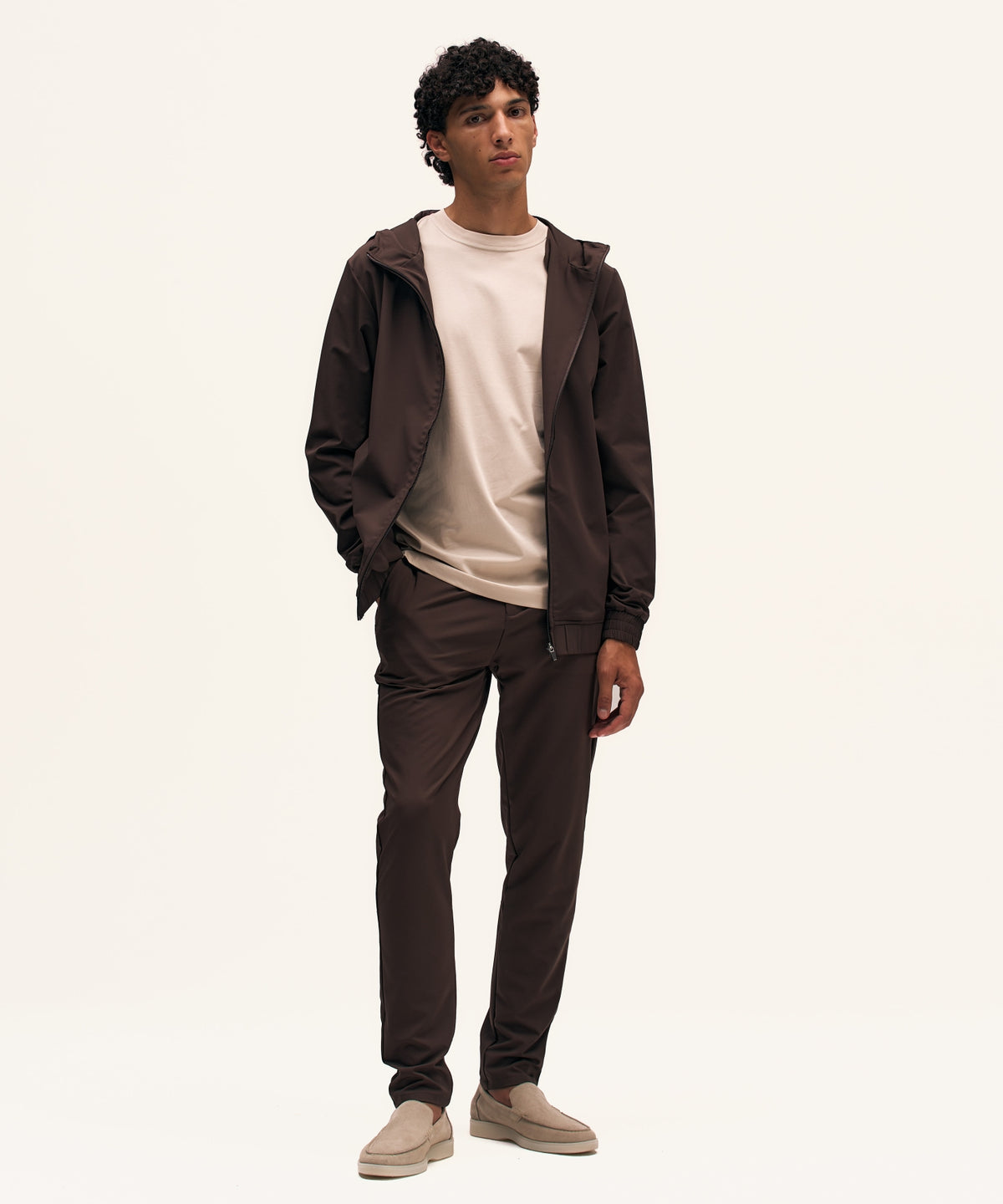 Tracksuit Jacket with Hood | Brown