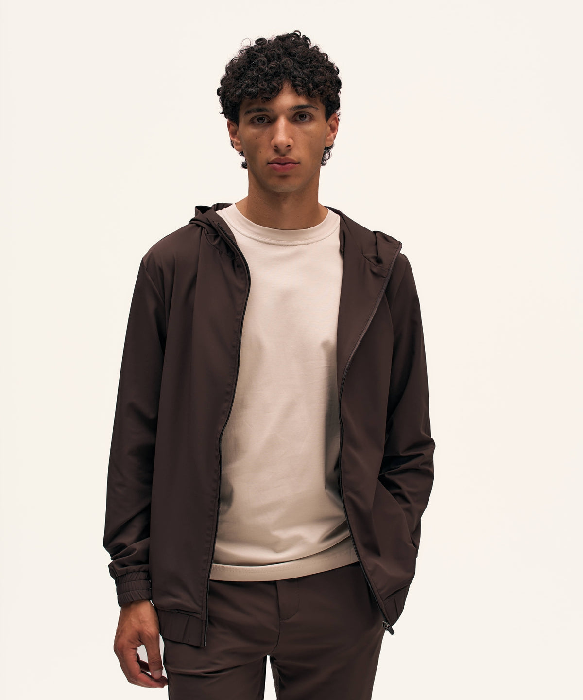 Tracksuit Jacket with Hood | Brown