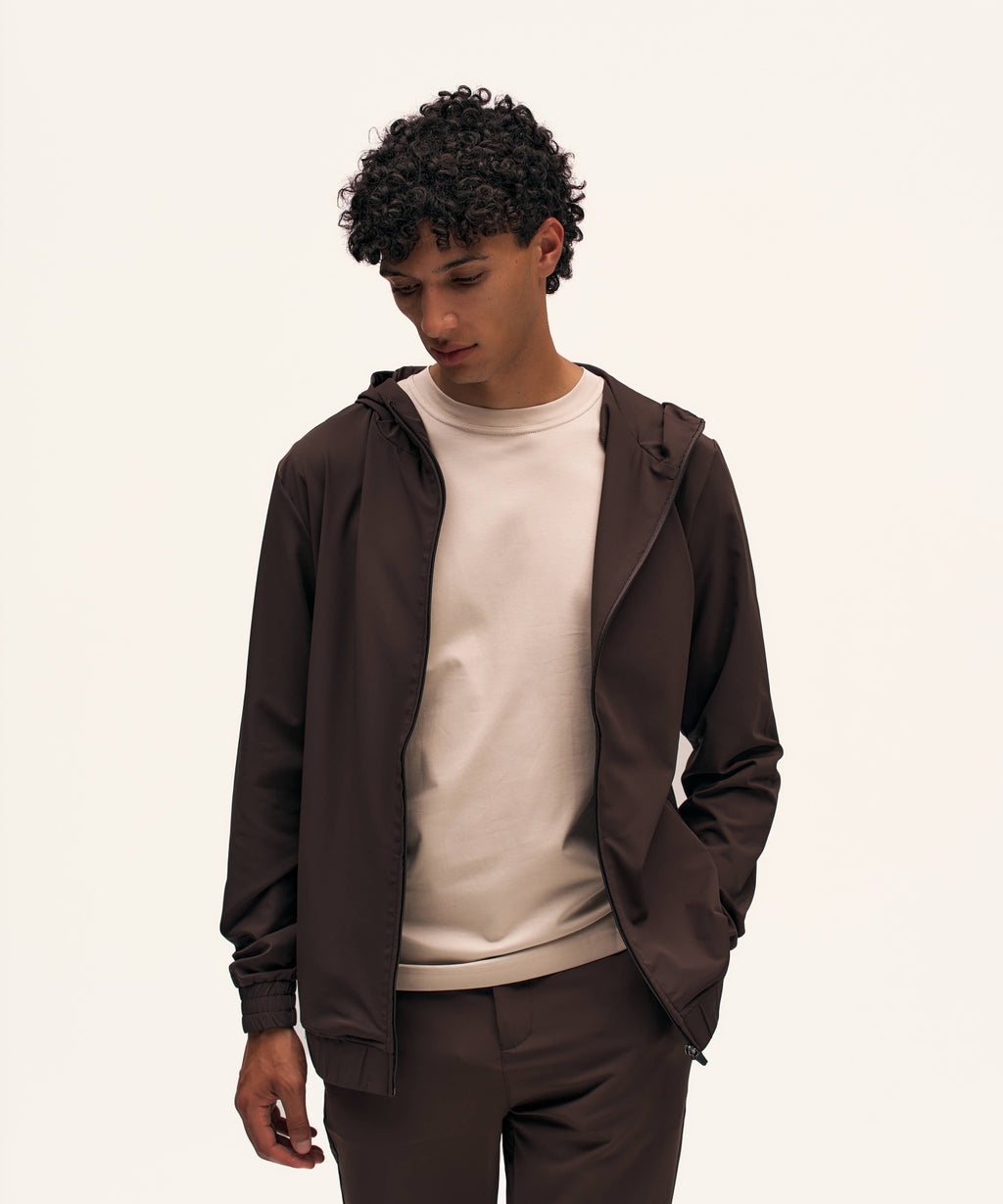 Tracksuit Jacket with Hood | Brown