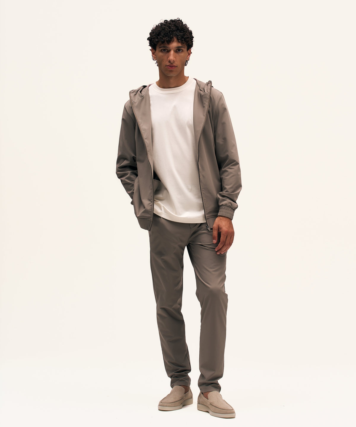 Tracksuit Jacket with Hood | Taupe
