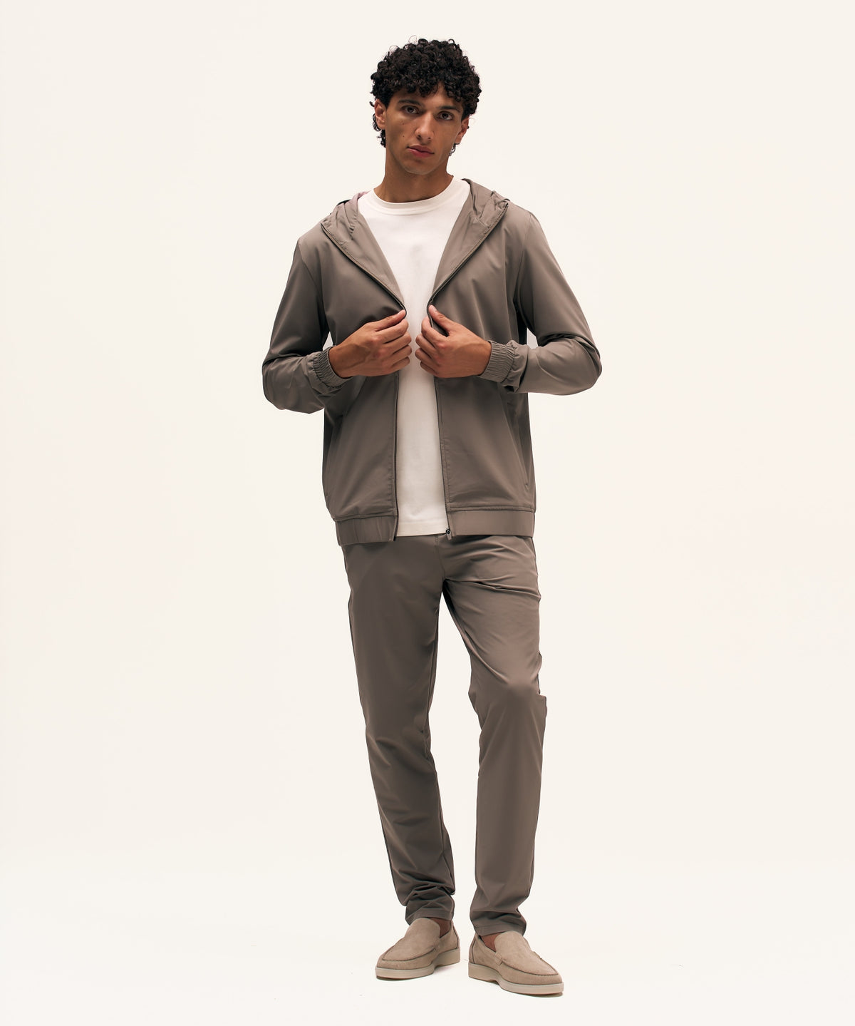 Tracksuit Jacket with Hood | Taupe