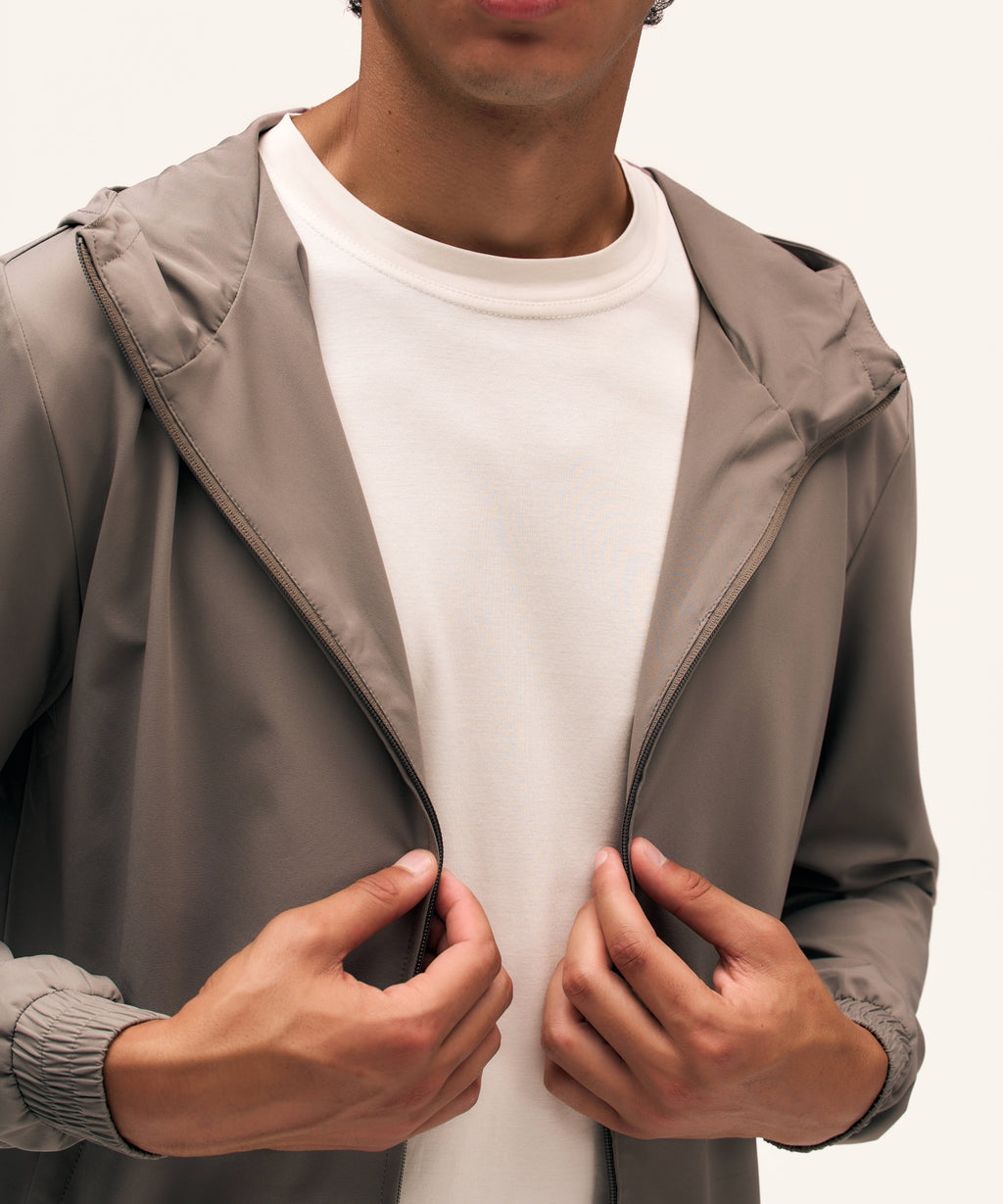 Tracksuit Jacket with Hood | Taupe