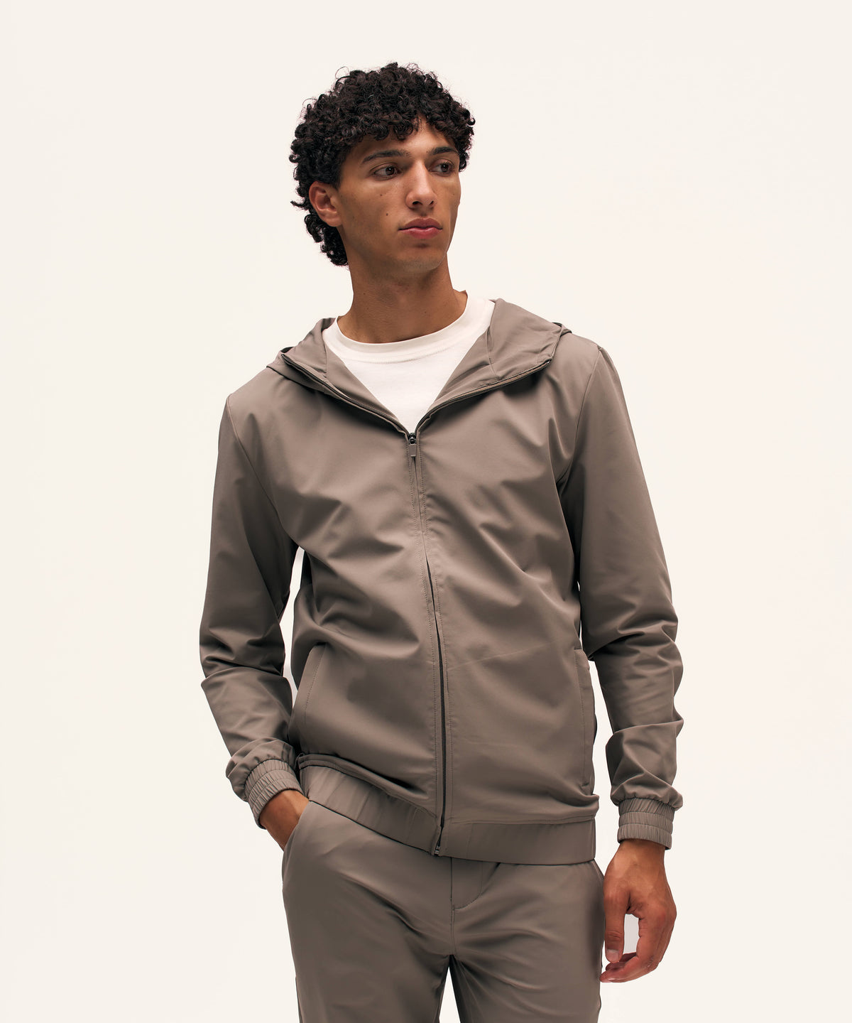 Tracksuit Jacket with Hood | Taupe
